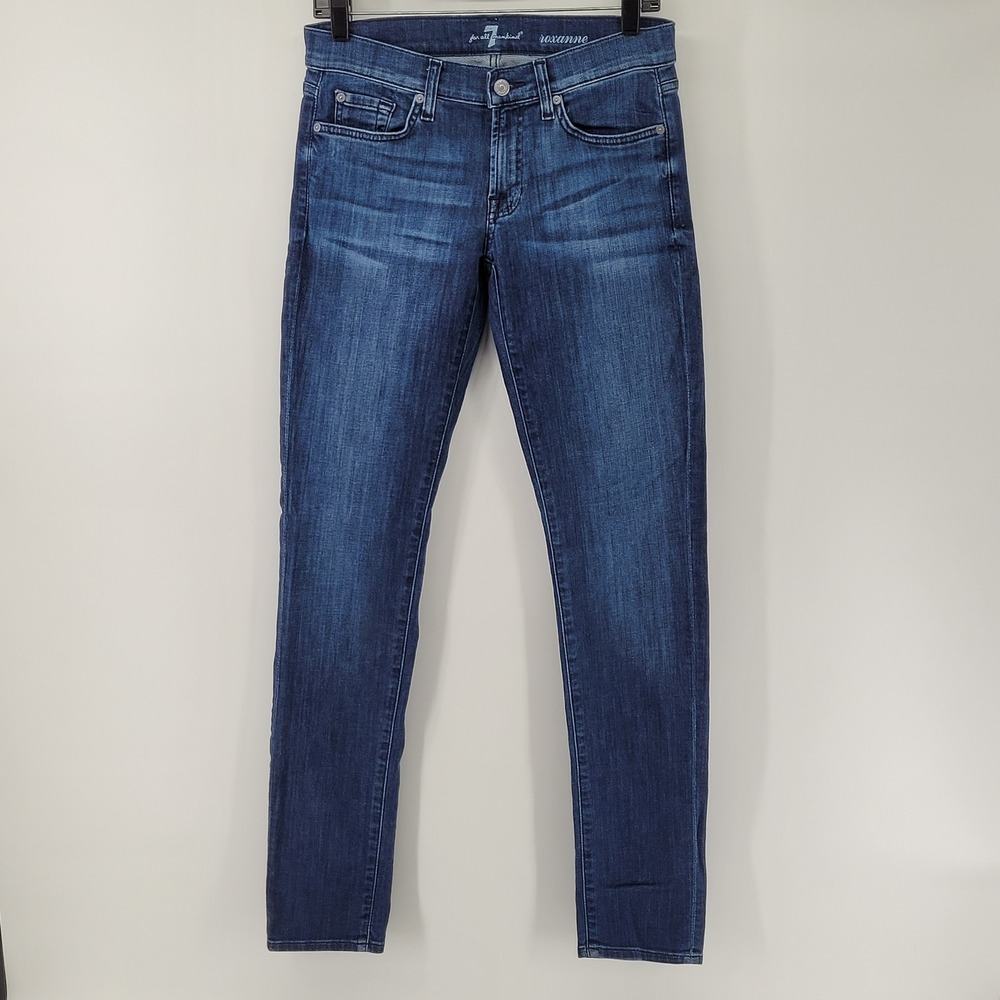 7 For‎ All Mankind Roxanne Jeans Womens 21 Blue Slim Skinny Stretch Denim